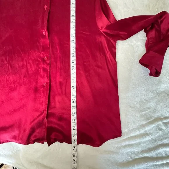 Vintage Norton McNaughton Red Silk Blouse Size 12 - Picture 8 of 8